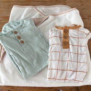 Baby Bundle! Cloud Island Newborn Knotted Baby Gown and Two Tahari Baby Towels